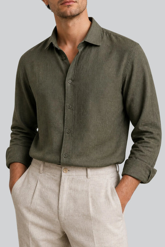 LINEN SHIRT | OLIVE GREEN