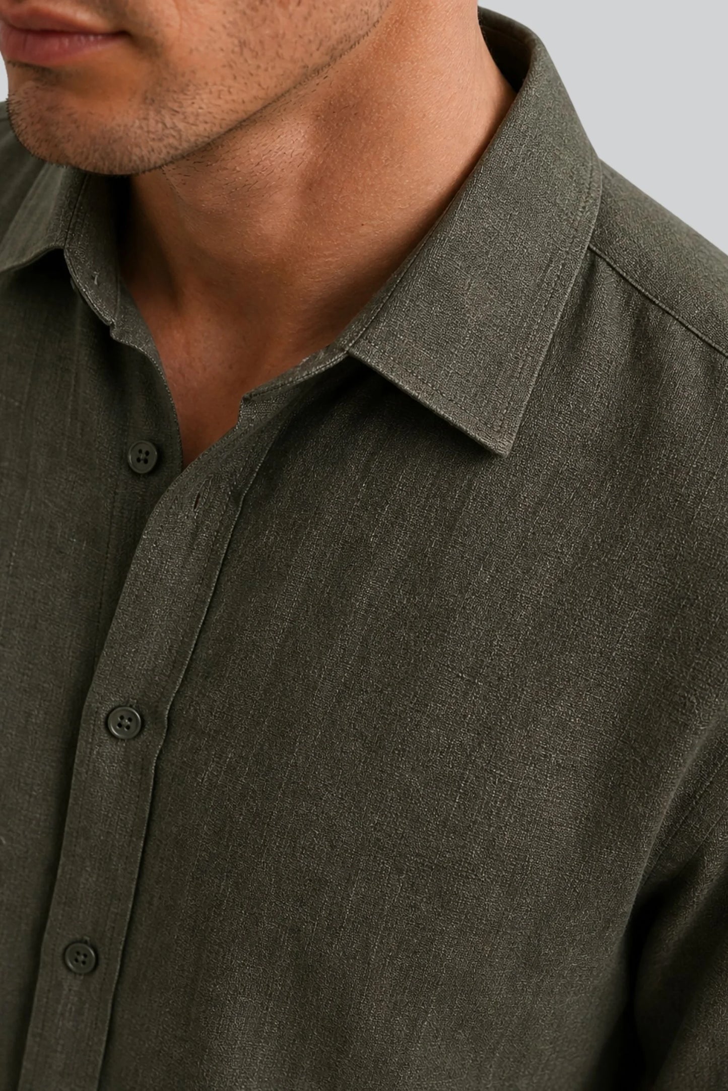 LINEN SHIRT | OLIVE GREEN