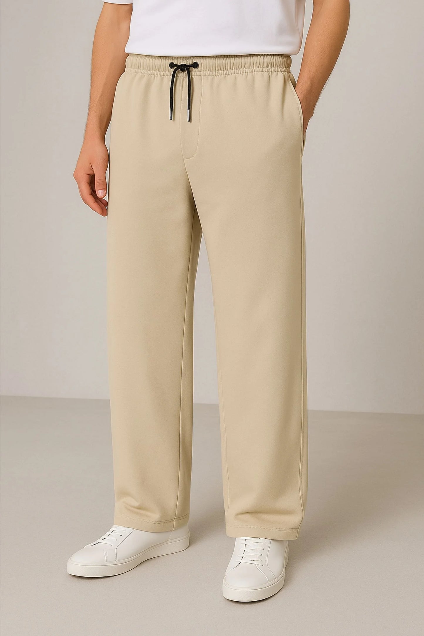 WIDE LEG BAGGY TROUSERS | BEIGE