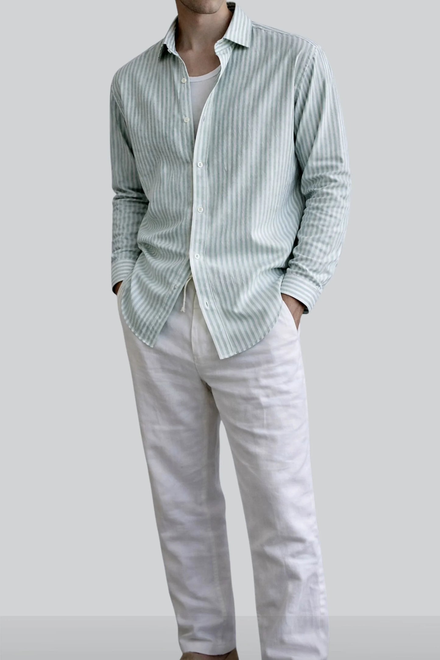 PINSTRIPED SHIRT | MINT GREEN