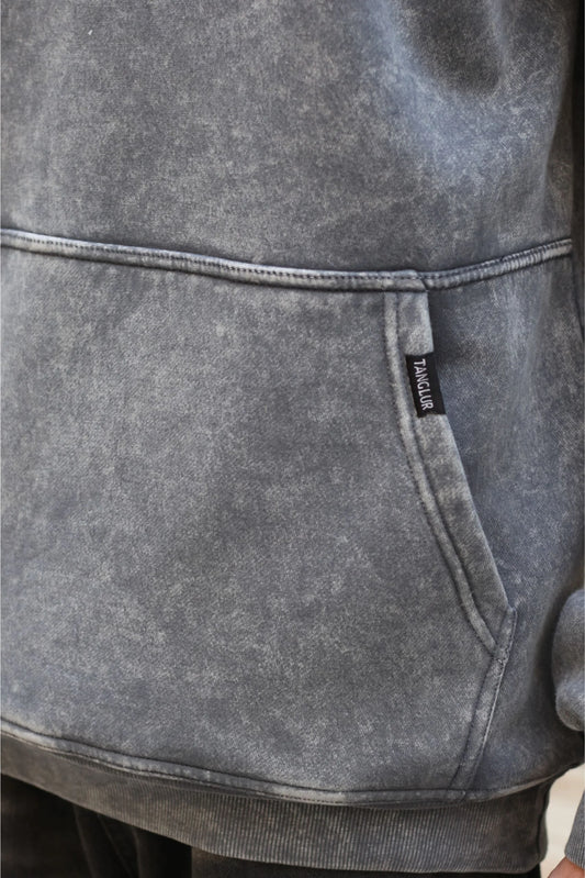 OVERSIZED STONE WASHED HOODIE | SMOKE GREY
