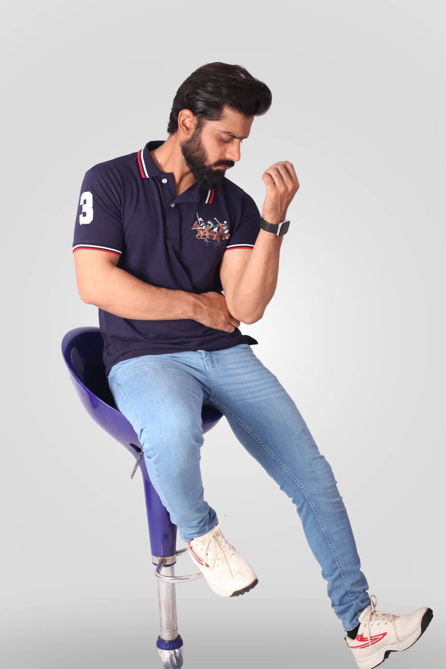 NAVY 3 PONY POLO