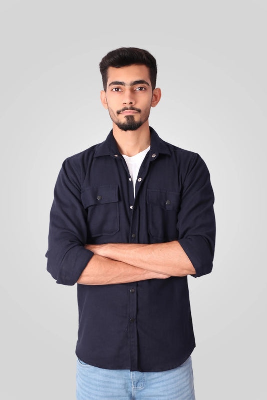 NAVY FLANNEL SHACKET (FS02)