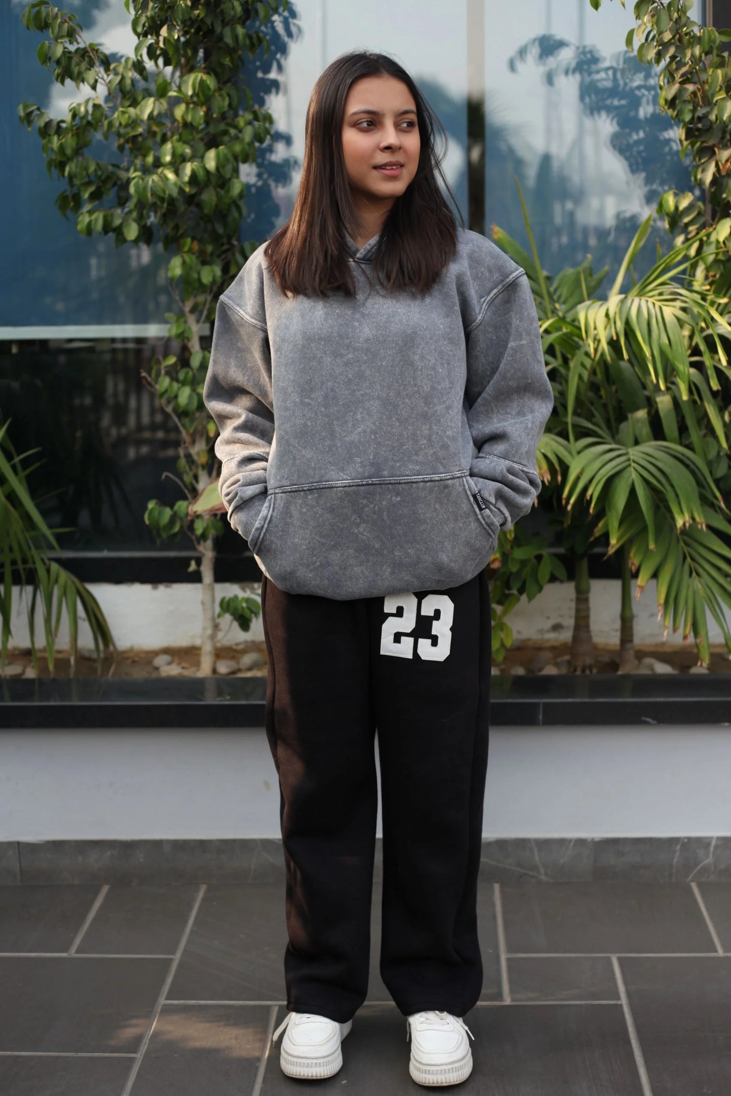 OVERSIZED STONE WASHED HOODIE | SMOKE GREY