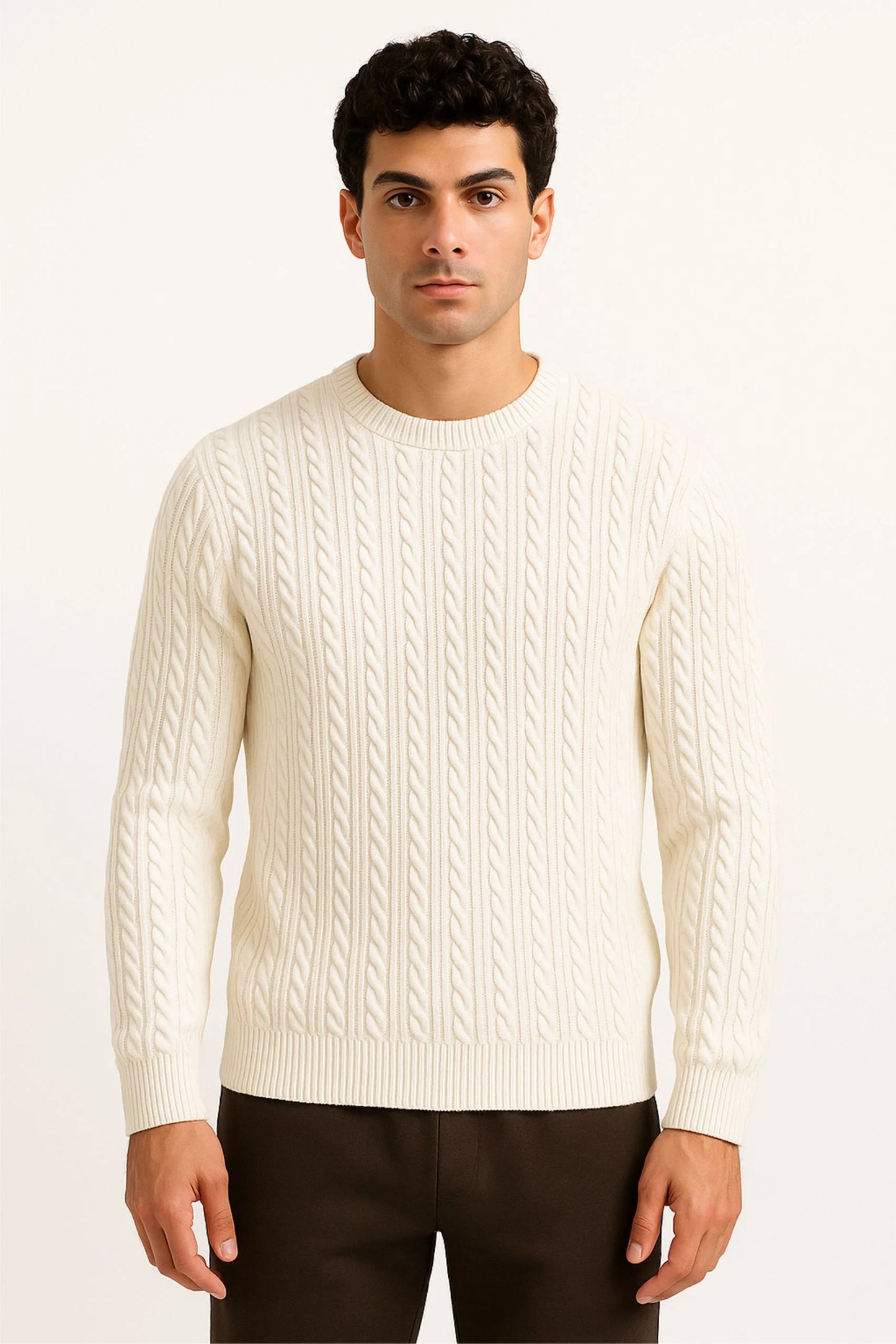 CABLE KNIT SWEATER | OFF WHITE