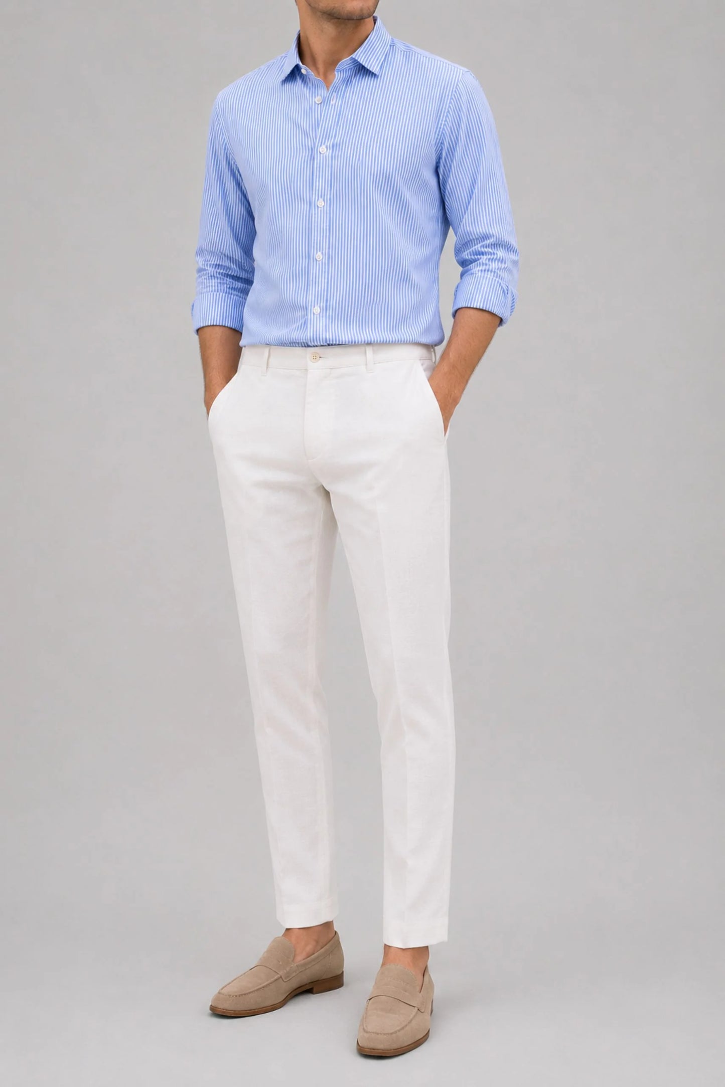 PIN STRIPED SHIRT | OLD MONEY BLUE