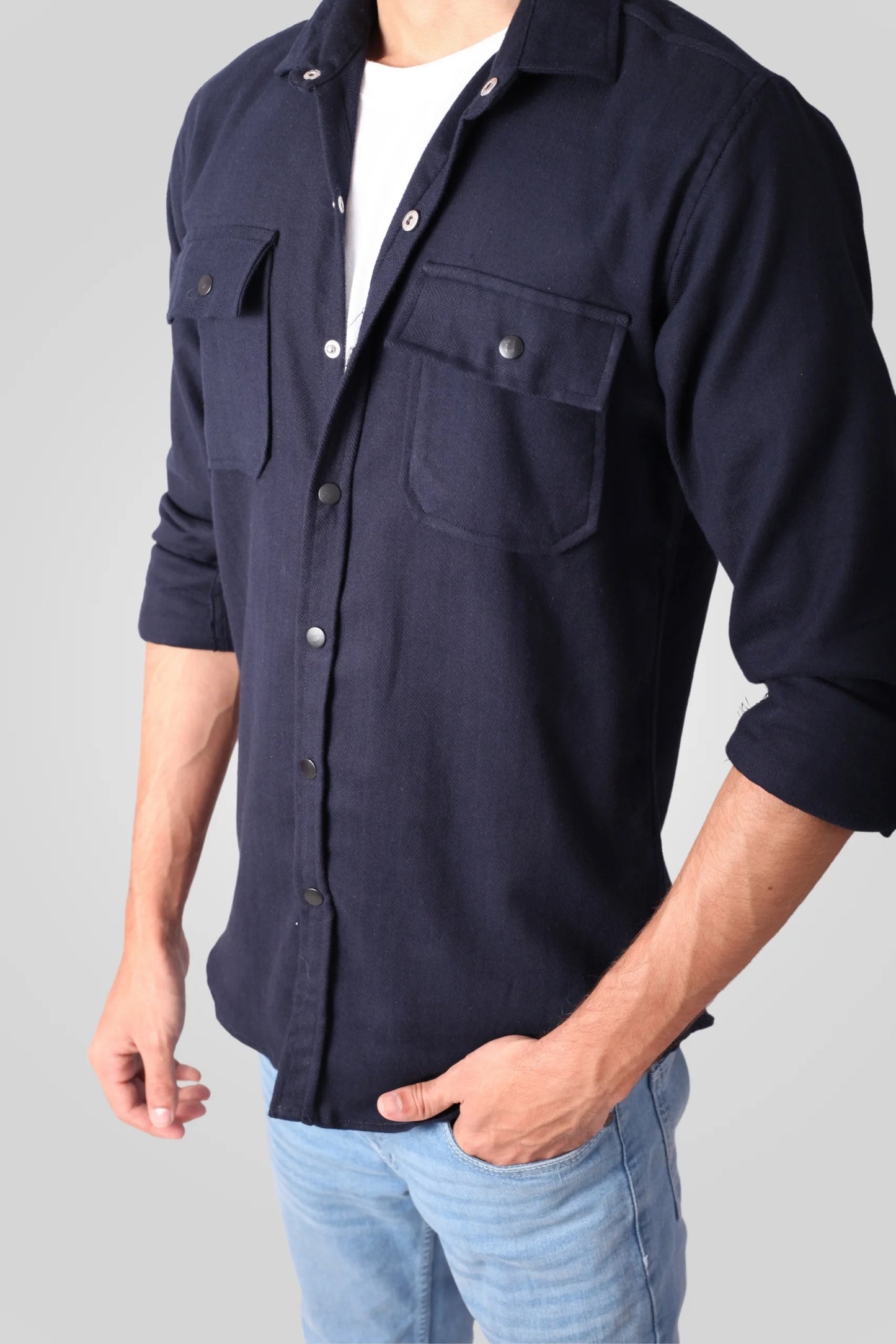 NAVY FLANNEL SHACKET (FS02)