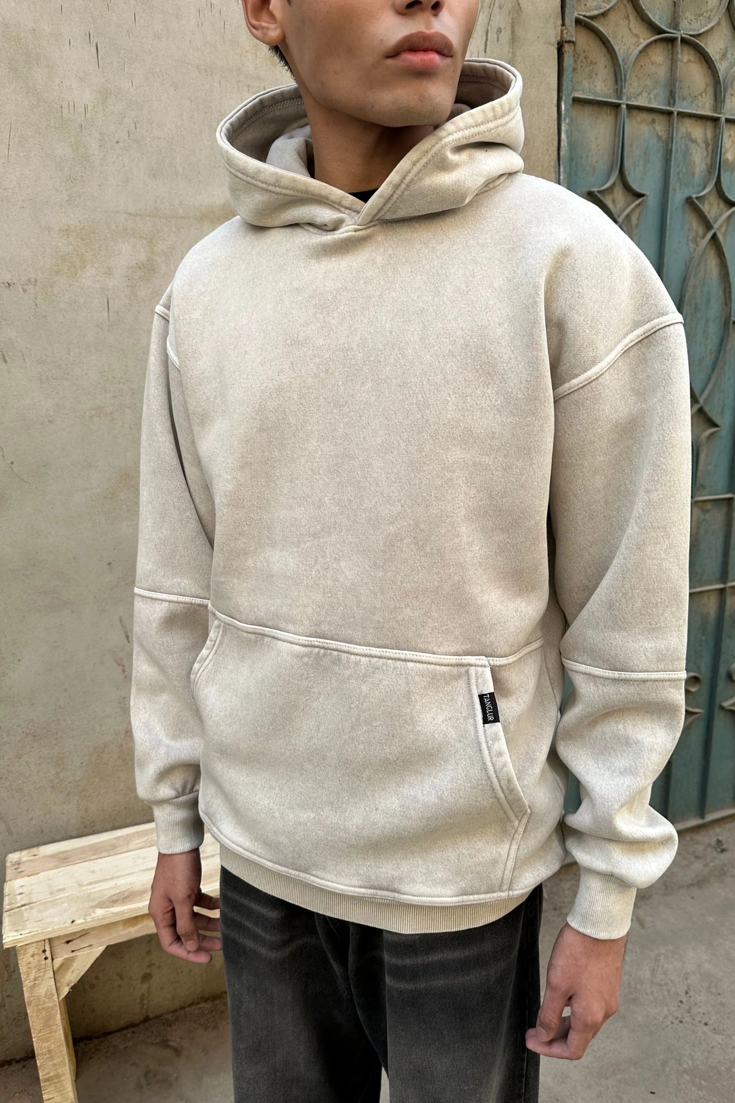 OVERSIZED STONE WASHED HOODIE | ASH WHITE