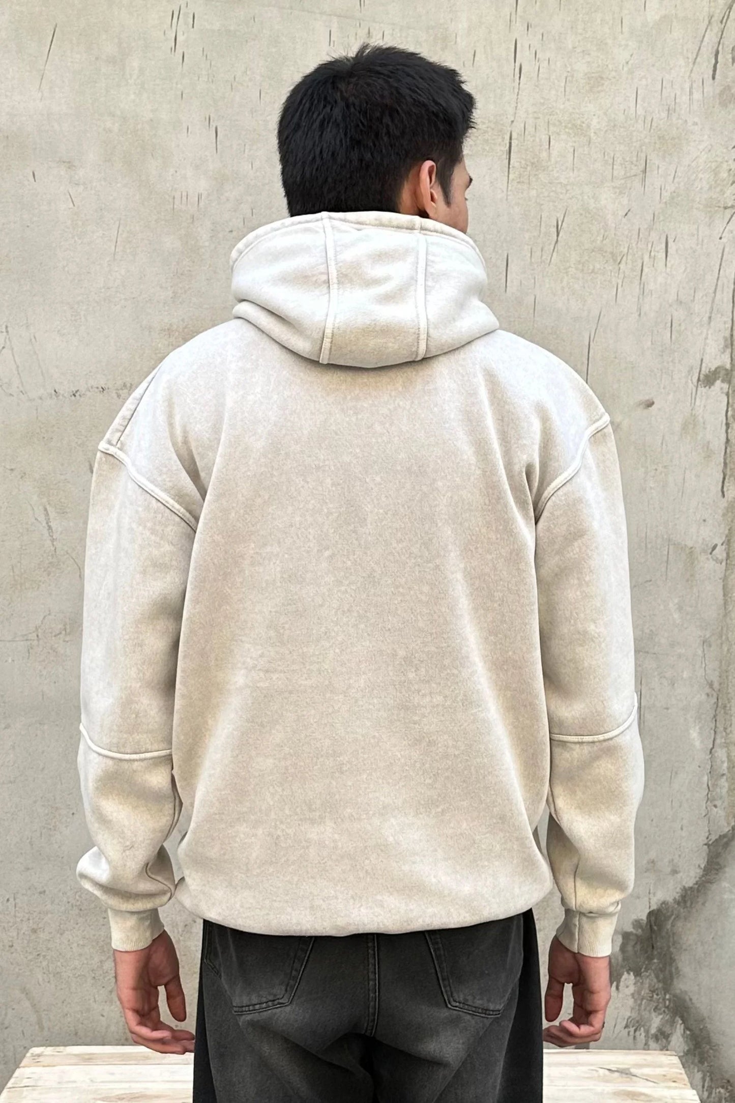 OVERSIZED STONE WASHED HOODIE | ASH WHITE