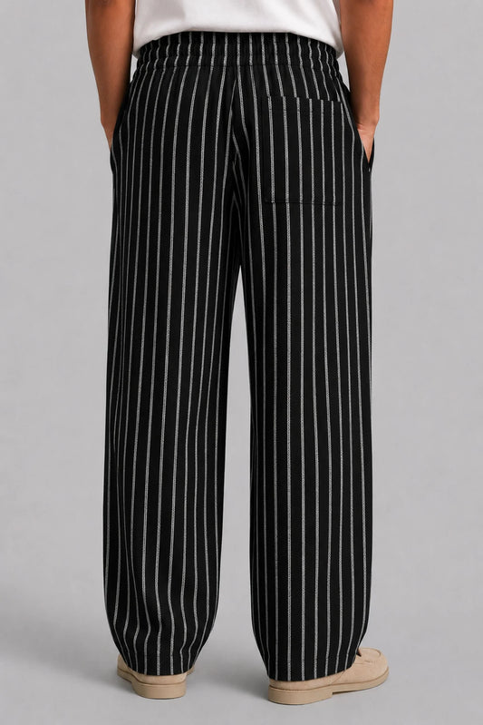 CRINKLE PINSTRIPES TROUSER | BLACK / WHITE