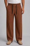 CRINKLE PINSTRIPES TROUSER | CHOCLATE BROWN / BLACK