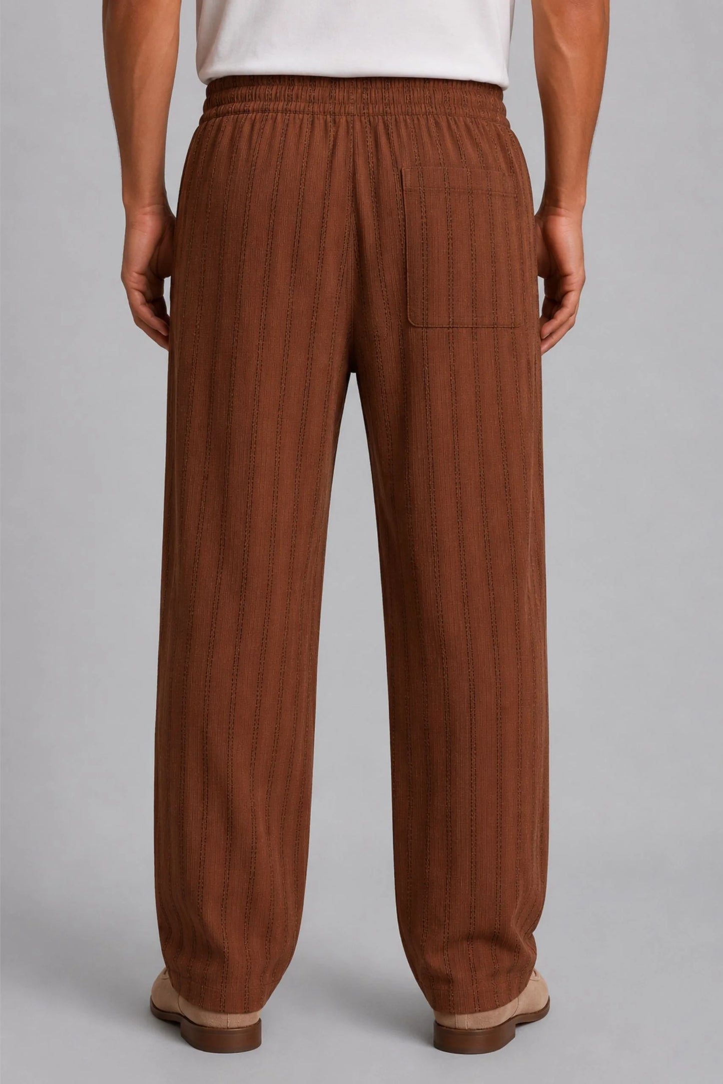 CRINKLE PINSTRIPES TROUSER | CHOCLATE BROWN / BLACK