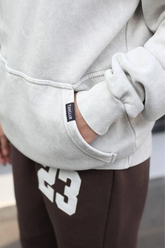 OVERSIZED STONE WASHED HOODIE | ASH WHITE