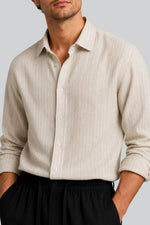 STRIPED LINEN SHIRT | CARAMEL WHITE