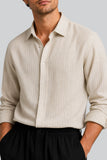 STRIPED LINEN SHIRT | CARAMEL WHITE