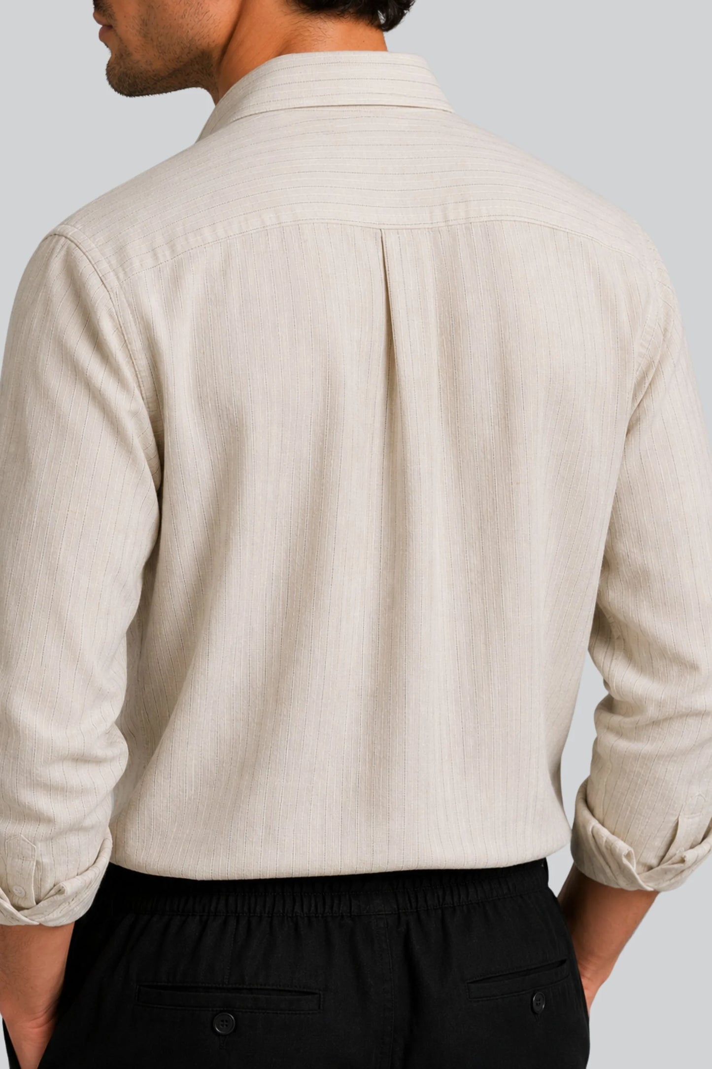 STRIPED LINEN SHIRT | CARAMEL WHITE
