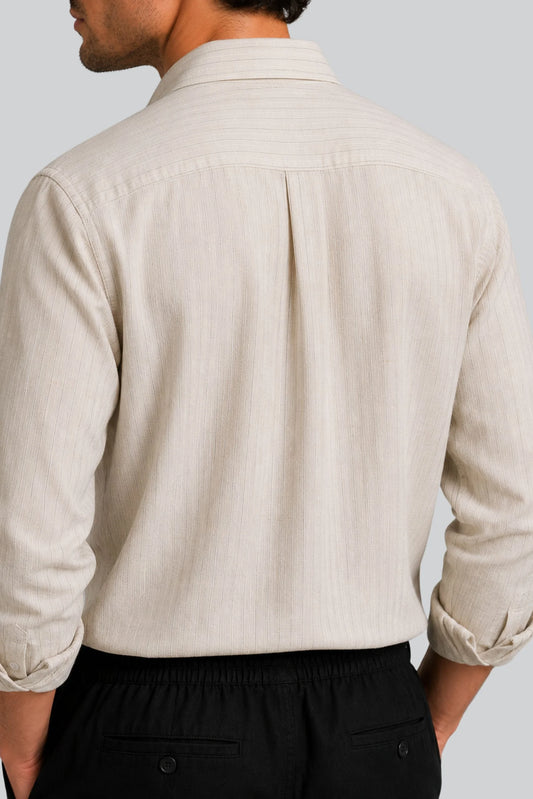STRIPED LINEN SHIRT | CARAMEL WHITE