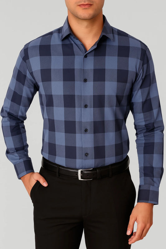 CHECKERED SHIRT | DENIM BLUE