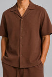 RESORT COLLAR WAFFLE SHIRT | COCO BROWN