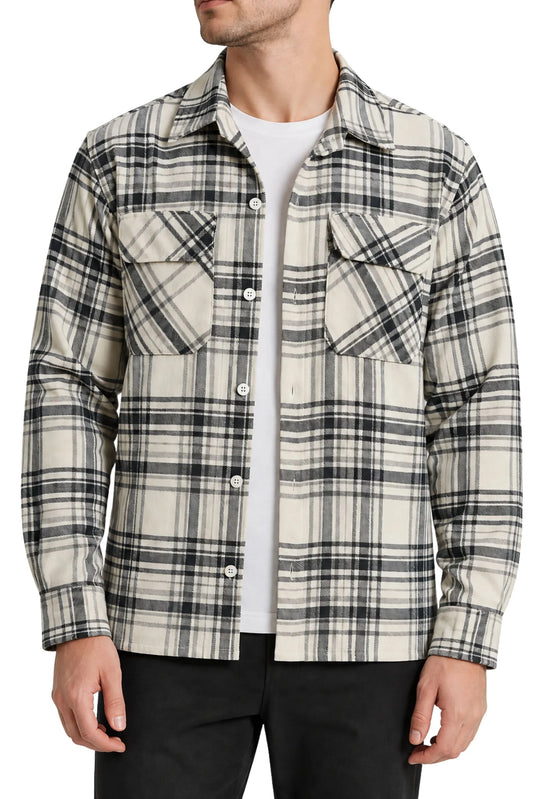 FLANNEL CHECKERED SHACKET | GREY