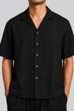 RESORT COLLAR LINEN SHIRT | BLACK