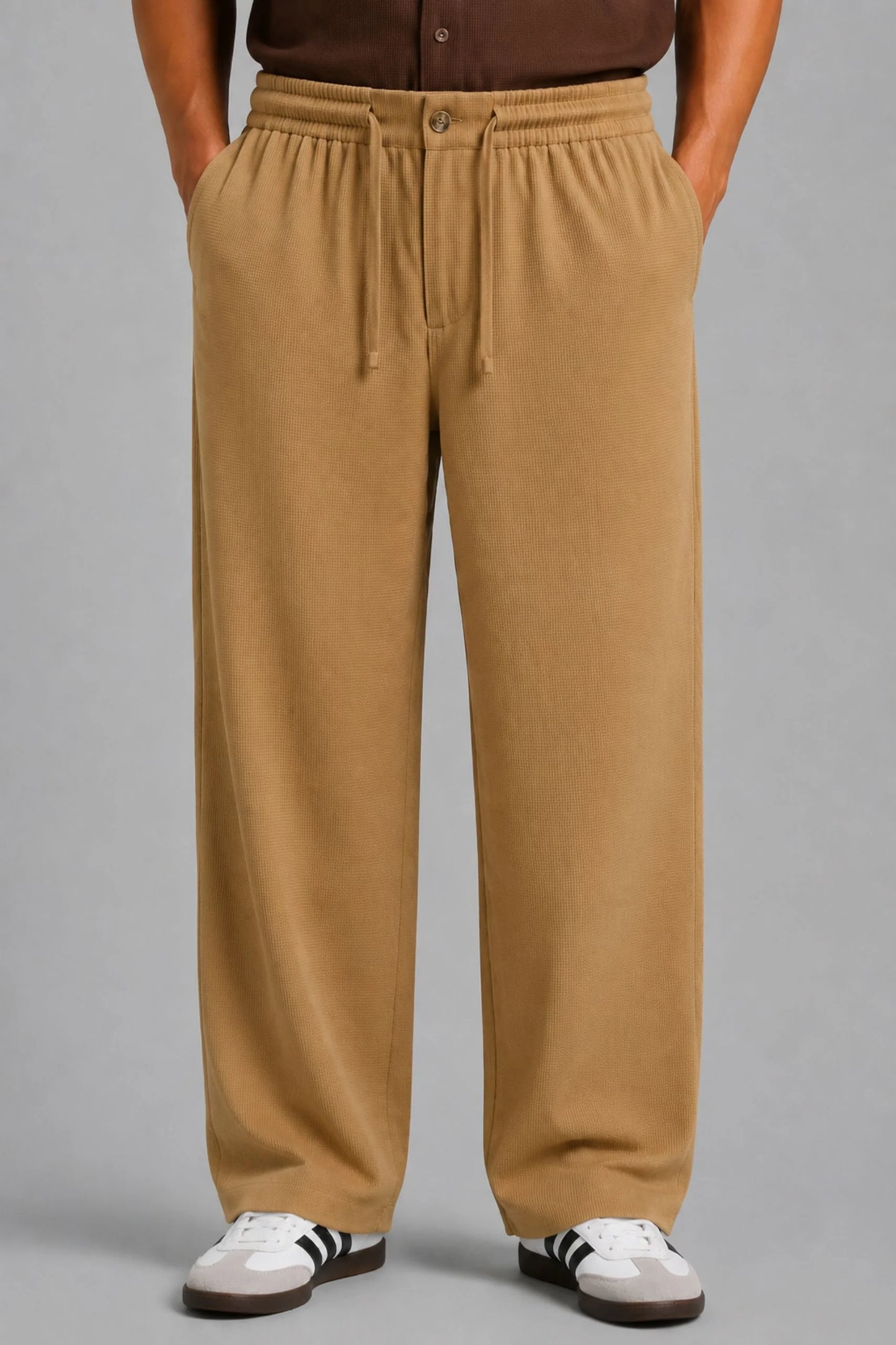 WAFFLE TROUSER | CAMEL BROWN