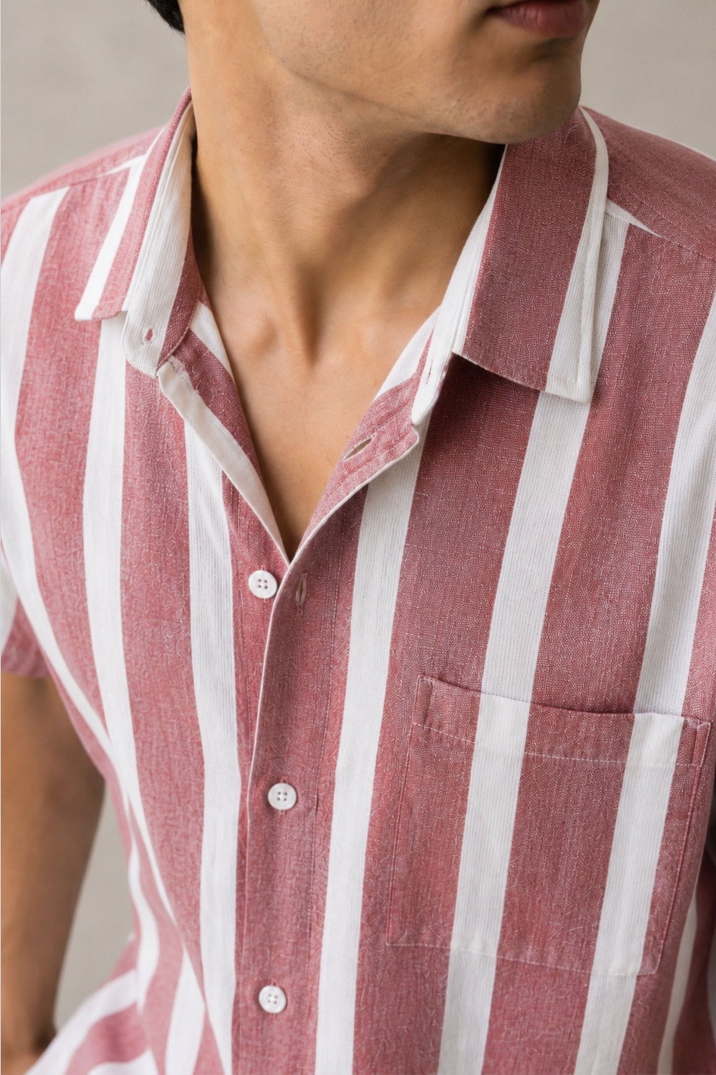 BOXY FIT SRIPED SHIRT | ONION PINK