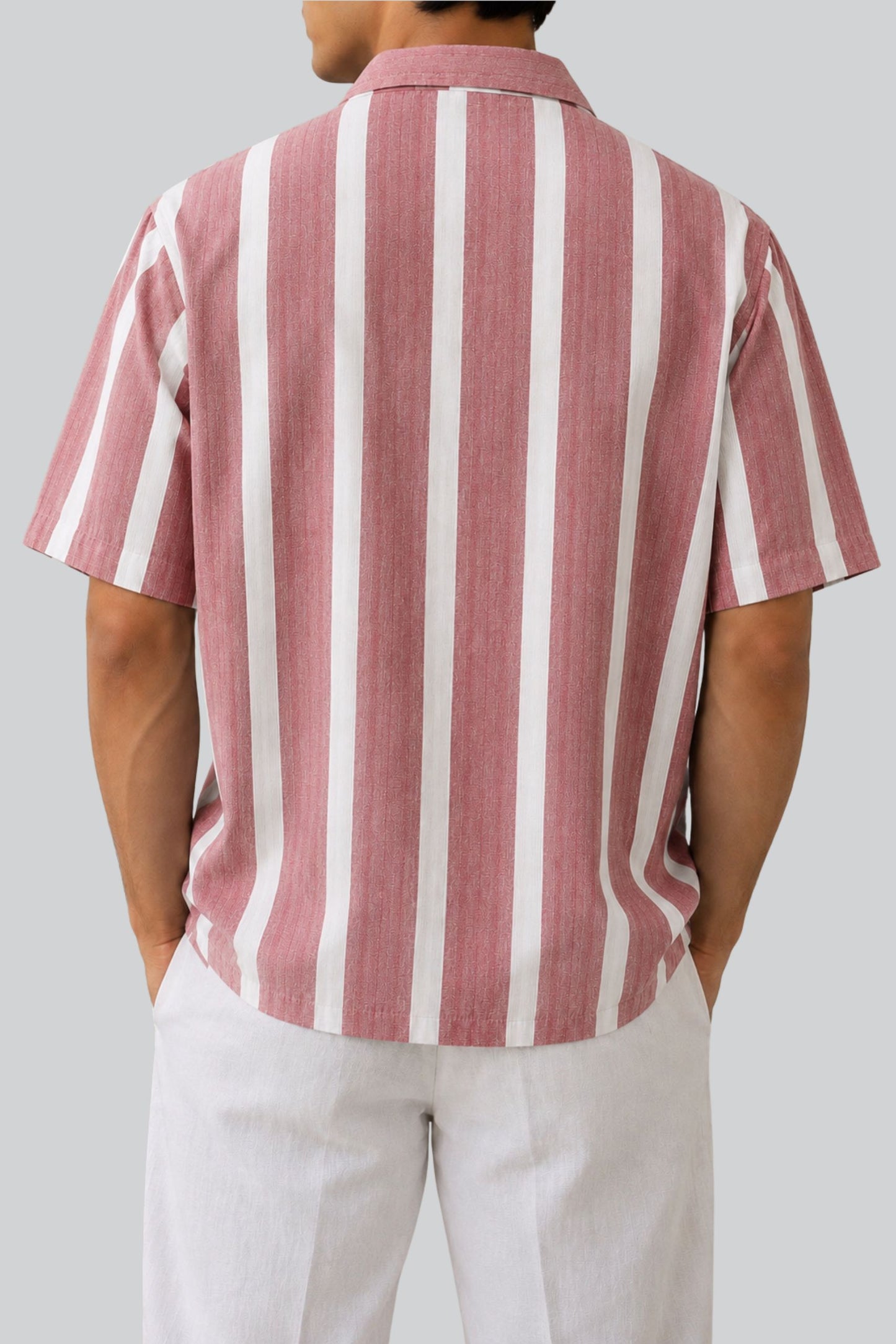 BOXY FIT SRIPED SHIRT | ONION PINK