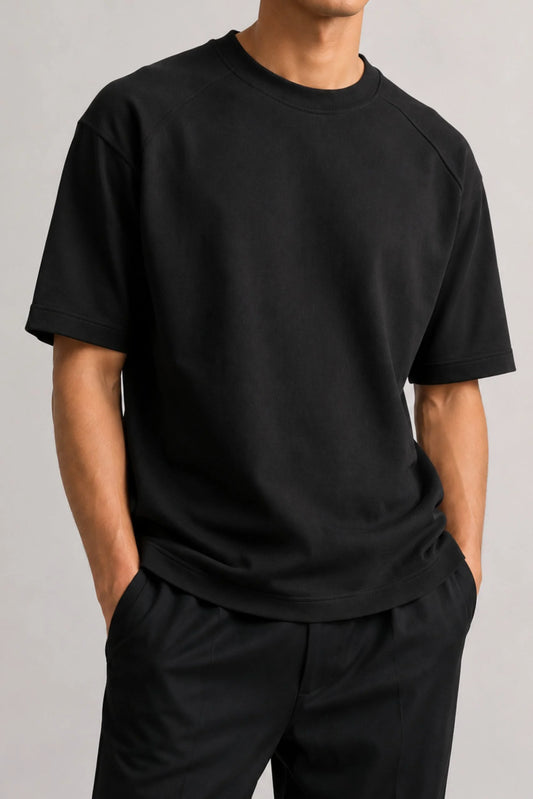HEAVY GSM DROP SHOULDER TEE | BLACK