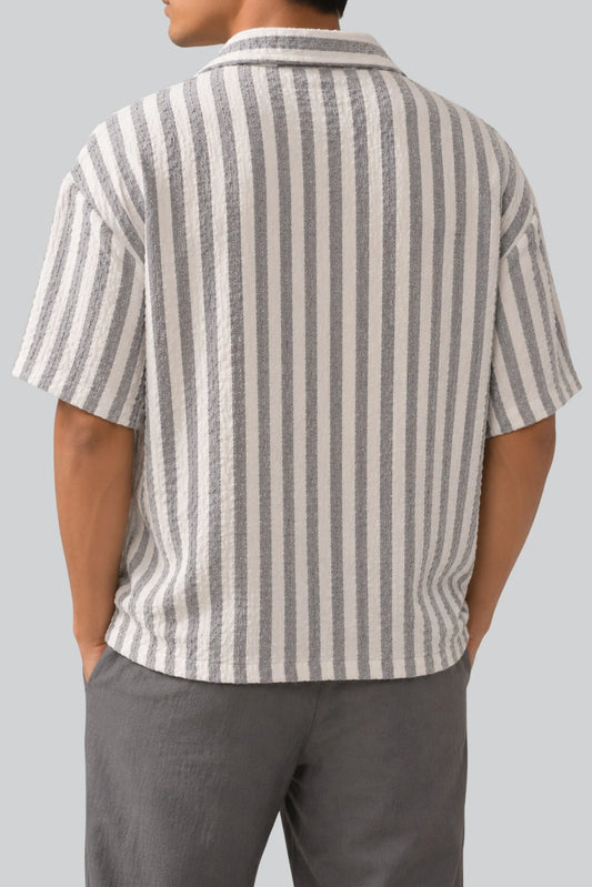 POPCORN CUBAN COLLAR SHIRT | PASTEL GREY