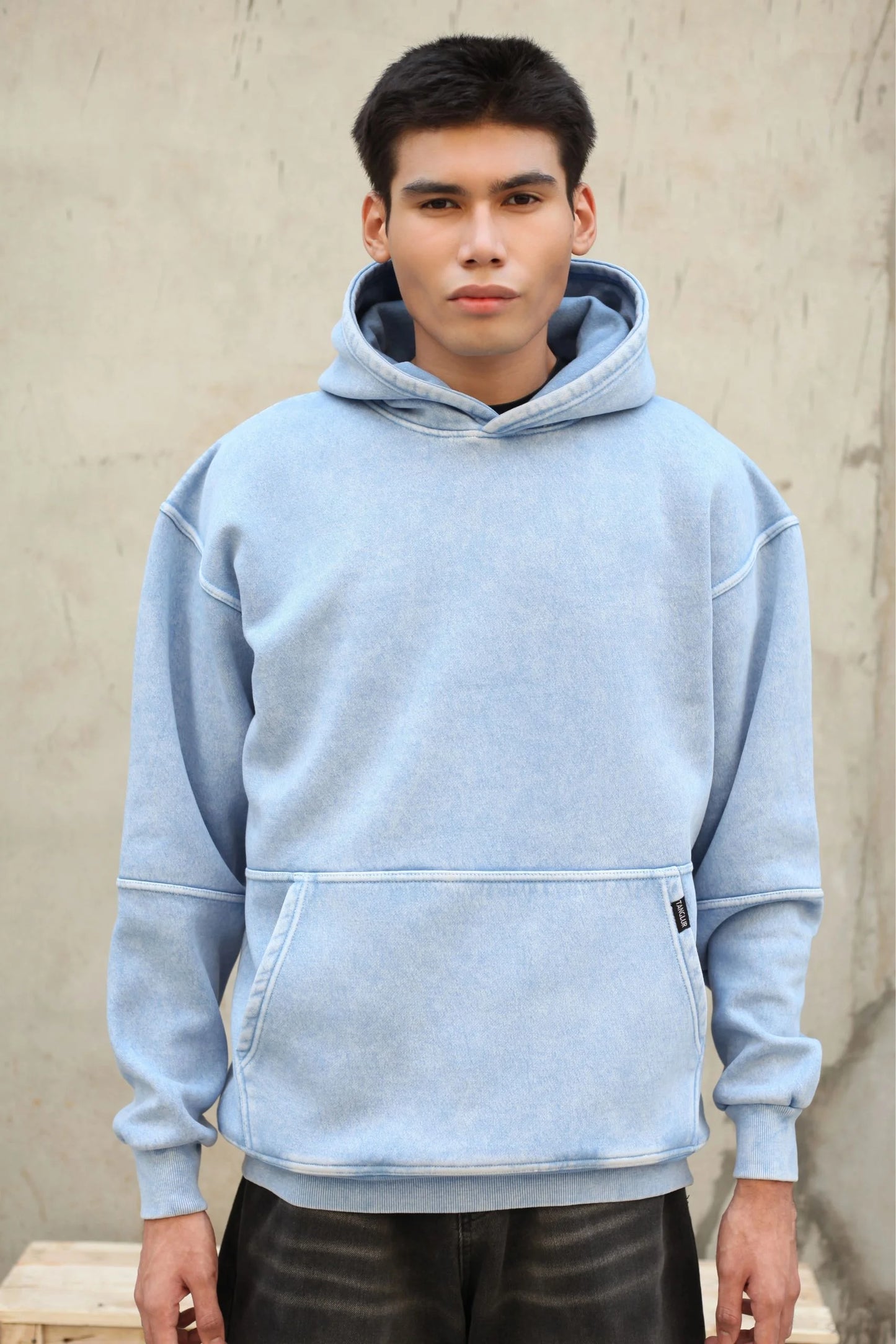 OVERSIZED STONE WASHED HOODIE | ICE BLUE