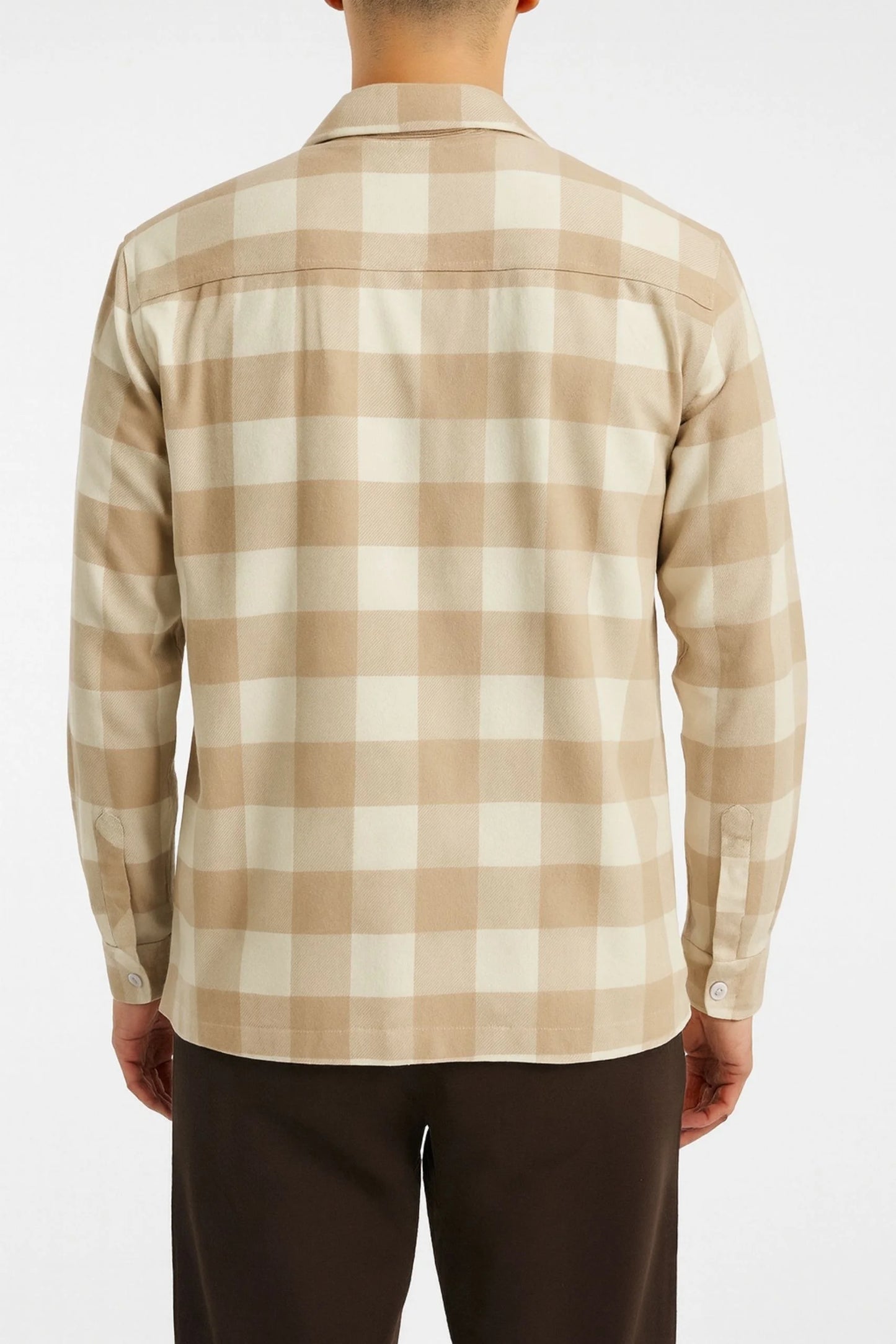 FLANNEL CHECKERED SHACKET | BEIGE