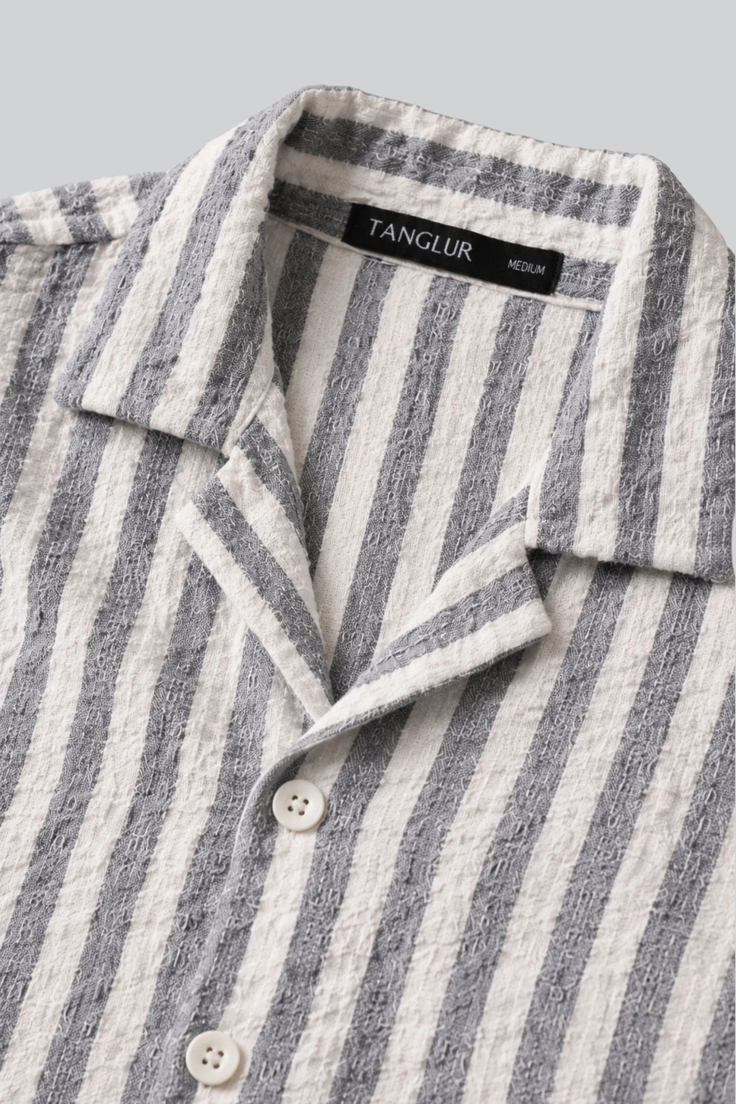 POPCORN CUBAN COLLAR SHIRT | PASTEL GREY