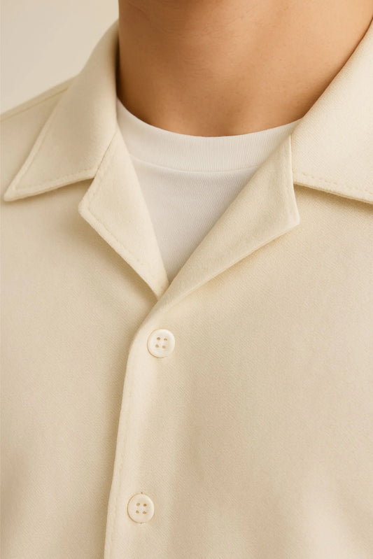 Flannel BOXY FIT OVERSHIRT | CREAM