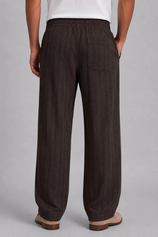 CRINKLE PINSTRIPES TROUSER | DARK BROWN / BLACK