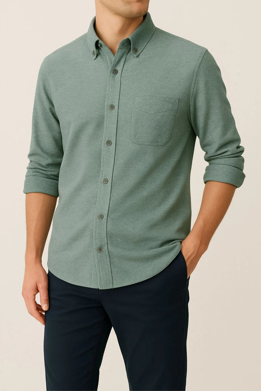BUTTON DOWN PQ SHIRT | SAGE GREEN