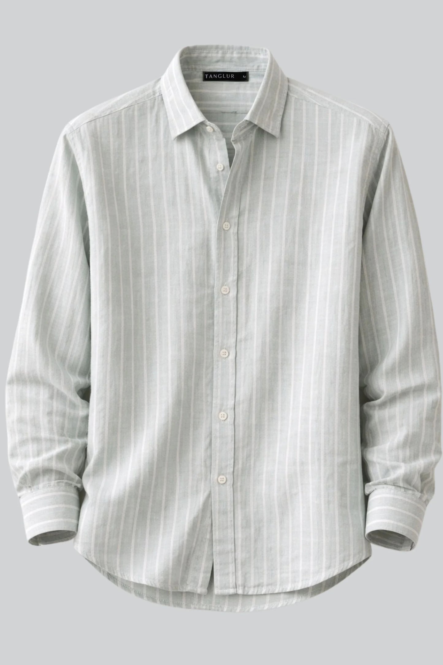 LINEN STRIPPED SHIRT | SAGE GREEN