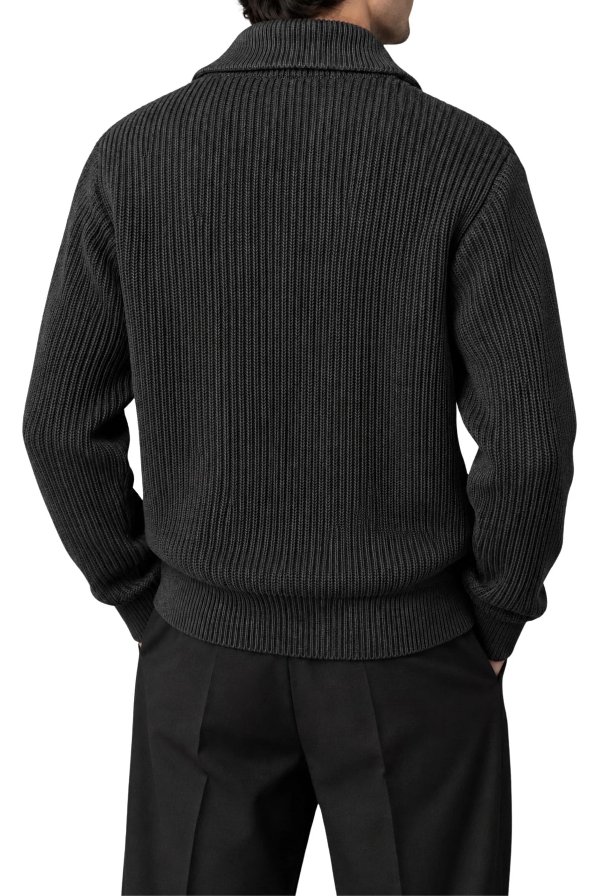 KNITTED DOUBLE ZIPPER SWEATER | CHARCOAL