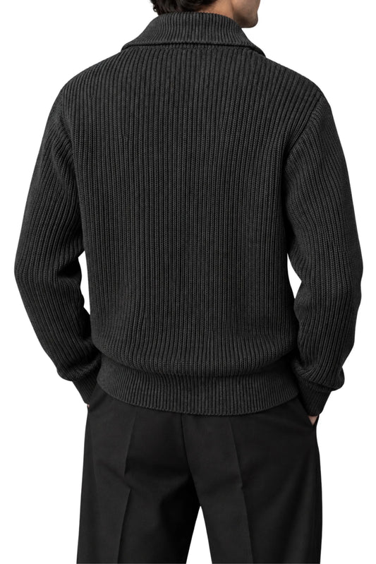 KNITTED DOUBLE ZIPPER SWEATER | CHARCOAL