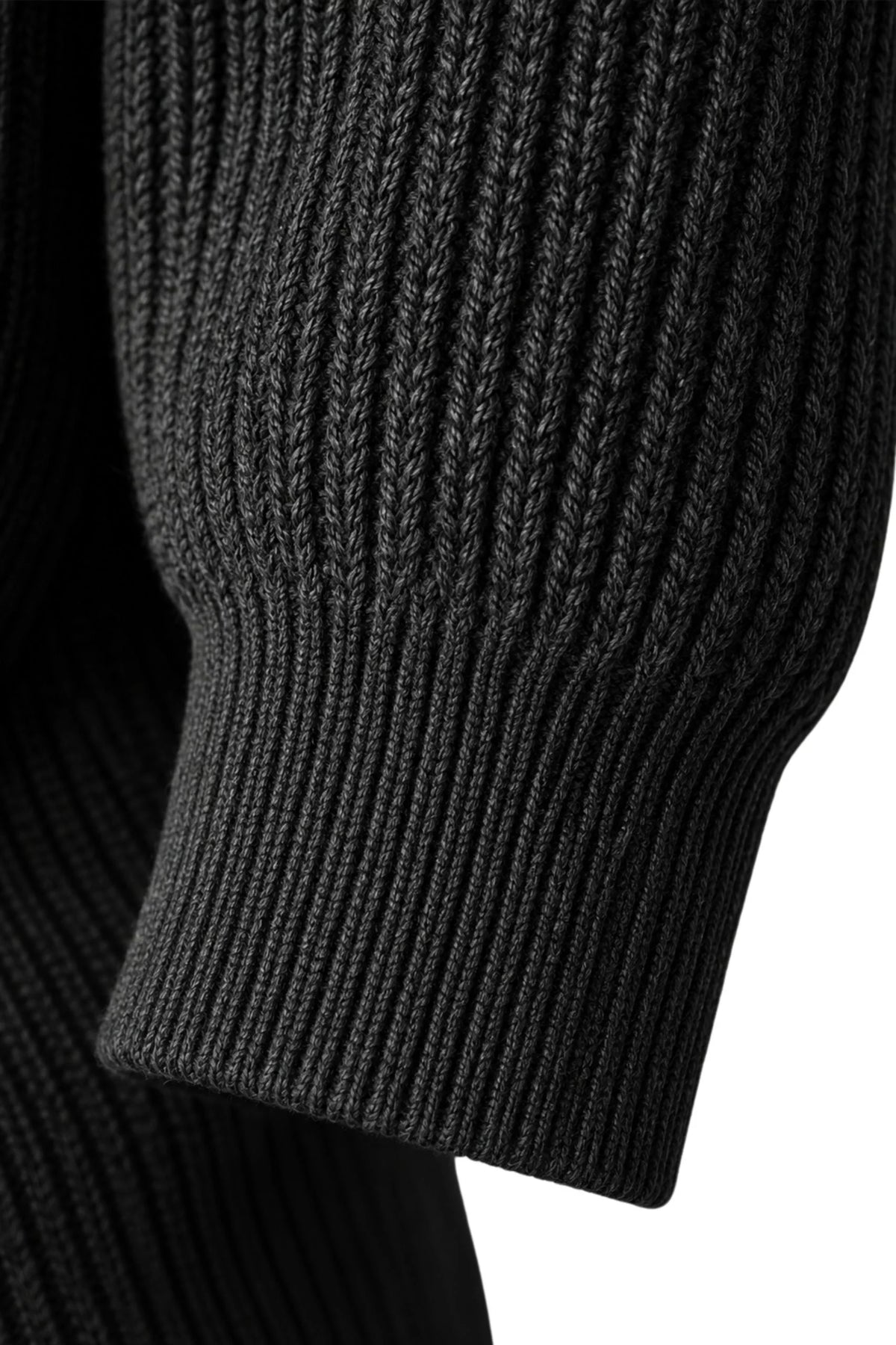 KNITTED DOUBLE ZIPPER SWEATER | CHARCOAL