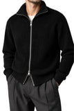 KNITTED DOUBLE ZIPPER SWEATER | BLACK
