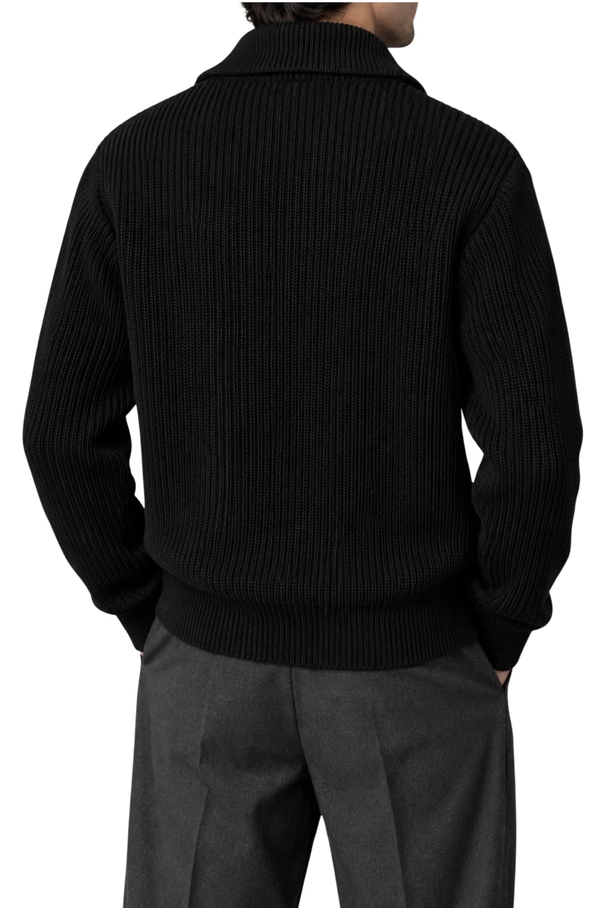KNITTED DOUBLE ZIPPER SWEATER | BLACK