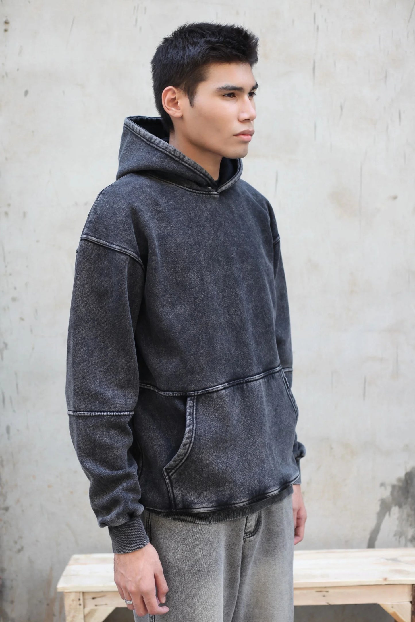 OVERSIZED STONE WASHED HOODIE | VINTAGE BLACK