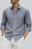 LINEN STRIPPED SHIRT | CHARCOAL
