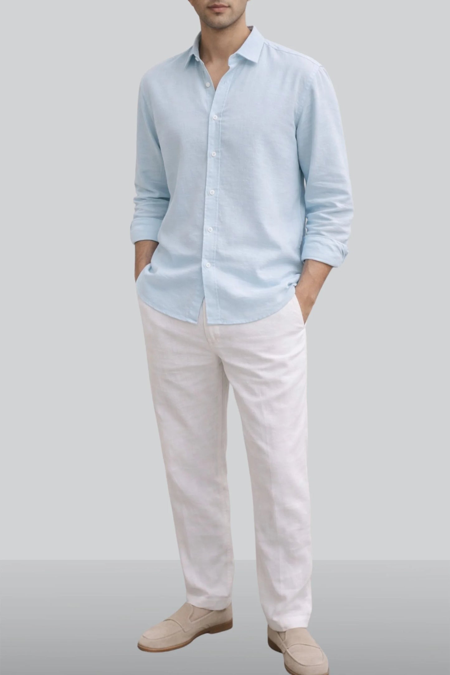 LINEN SHIRT | POWDER BLUE