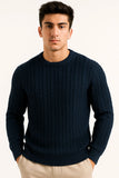 CABLE KNIT SWEATER | NAVY