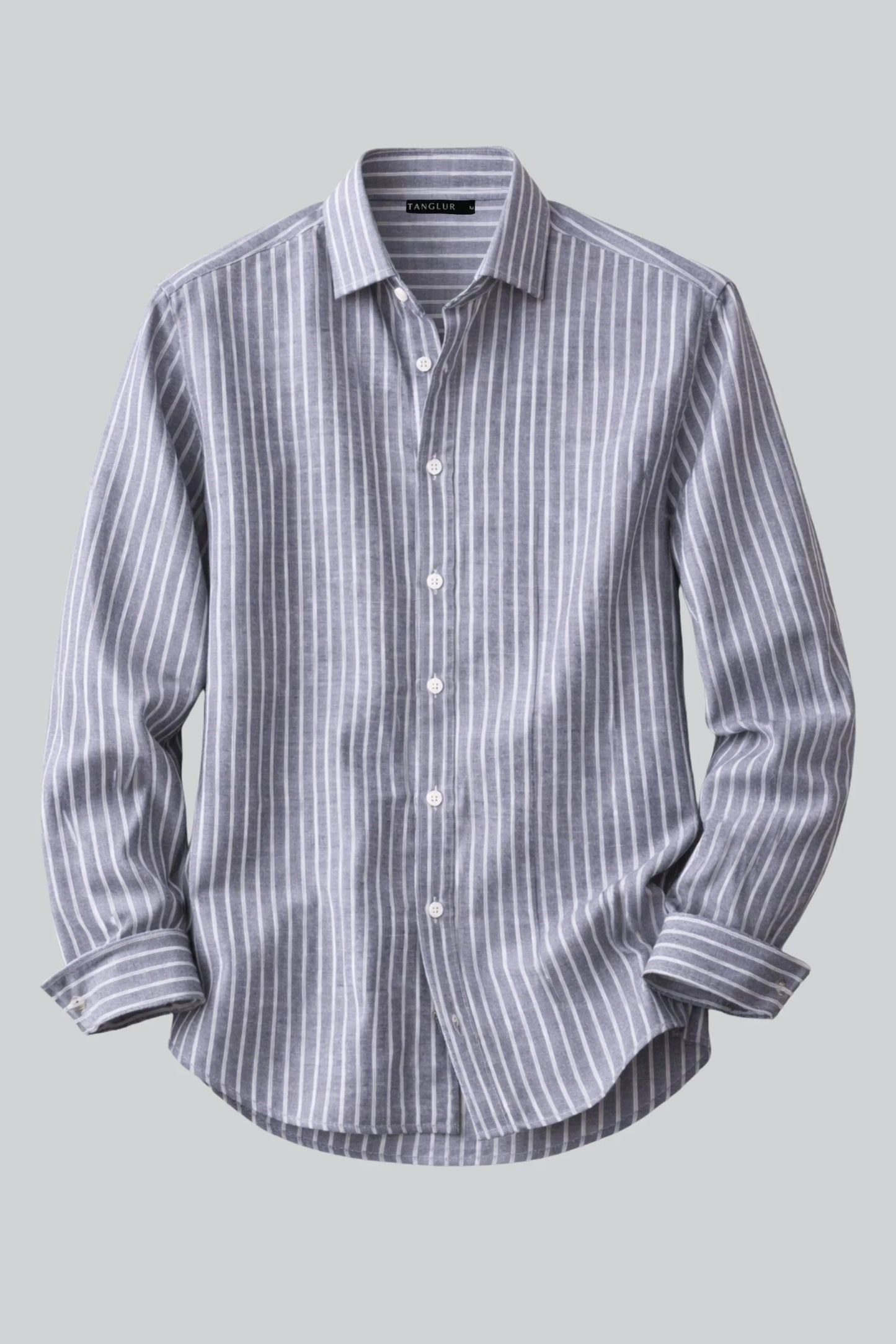 LINEN STRIPPED SHIRT | CHARCOAL