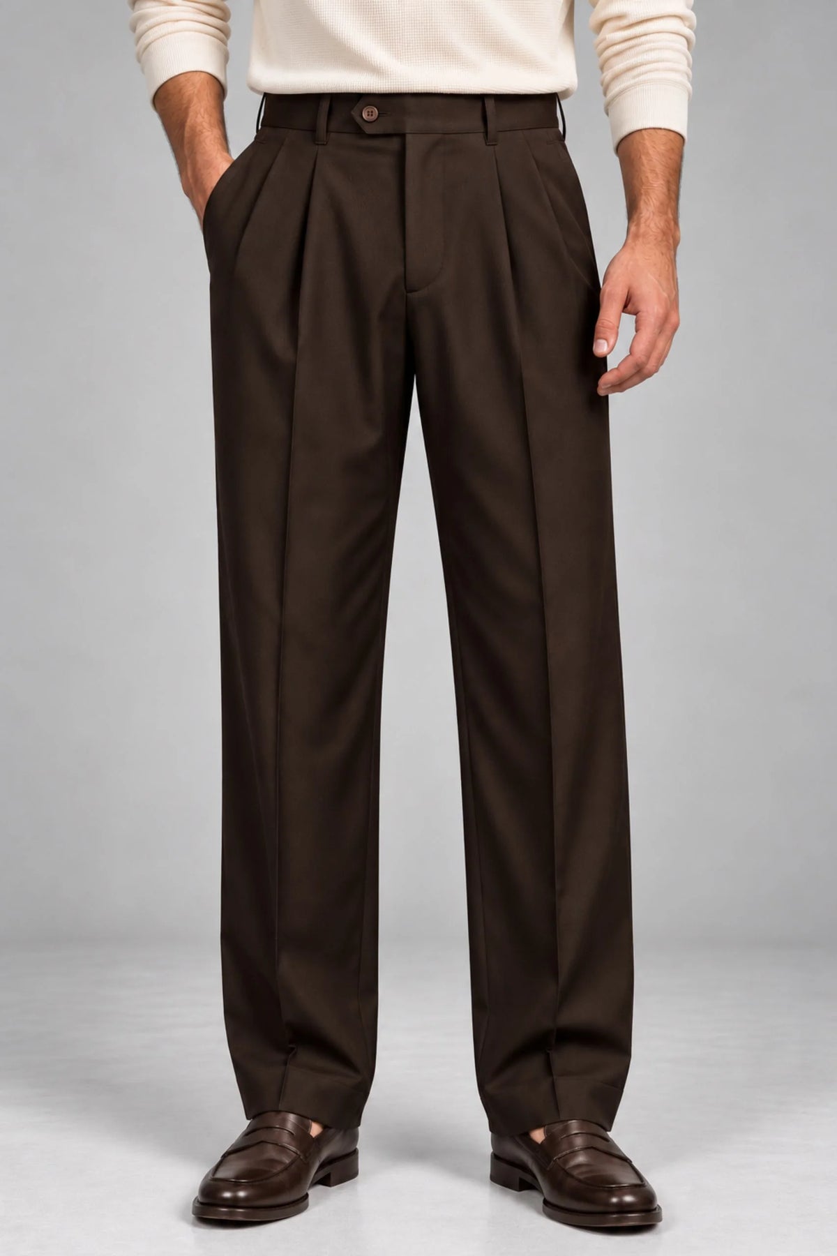 PLEATED DERSS PANT | ESPRESSO BROWN