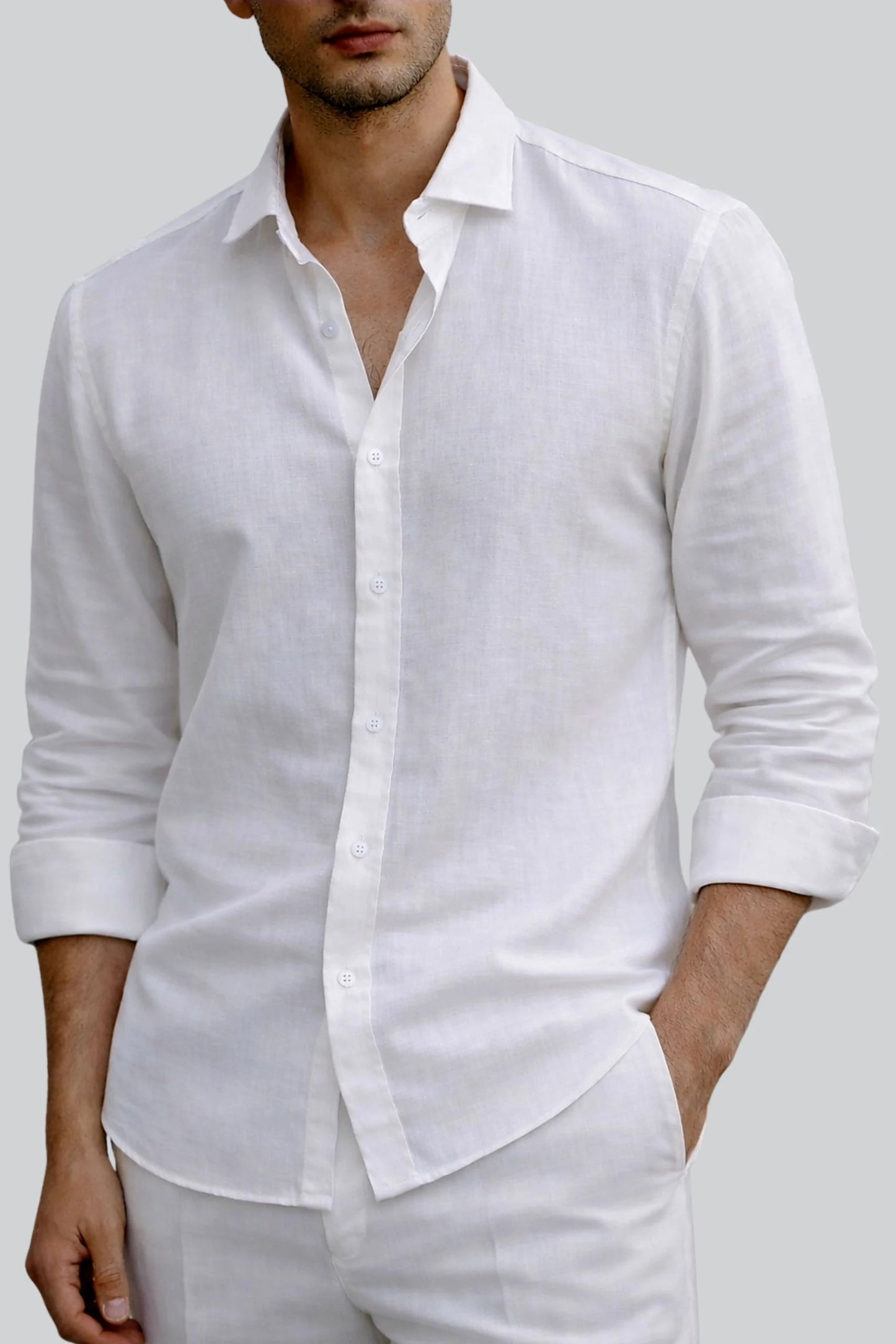 LINEN SHIRT | ASH WHITE