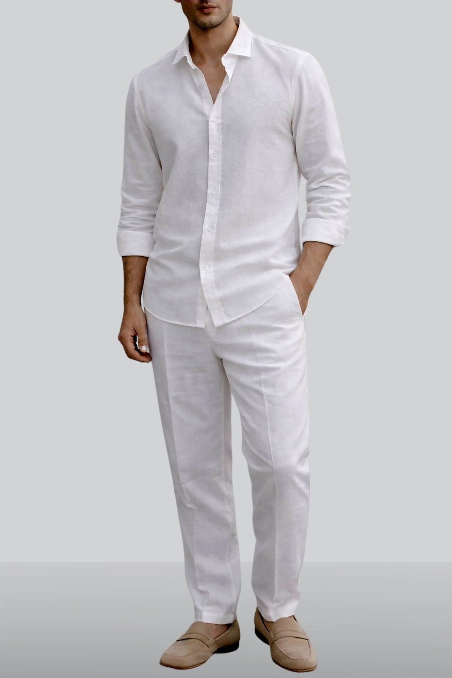 LINEN SHIRT | ASH WHITE